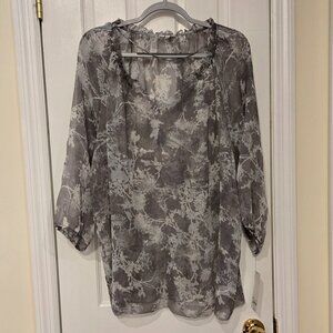NWT Sonoma (Kohl's) sheer gray and white top - 2X
